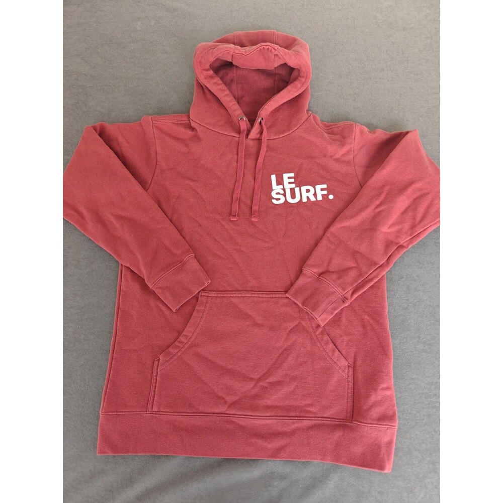 Le Surf Hoodie Mens Small Red Pullover Sweatshirt Surf Skate Cotton Blend